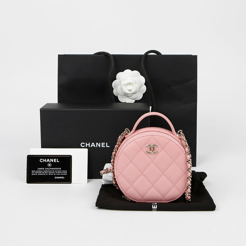 CHANEL AP2502 魚子醬紋圓形手把斜背包-0