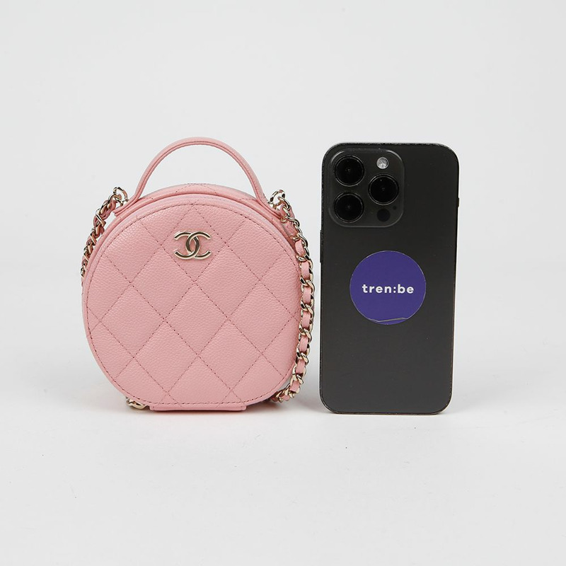 CHANEL AP2502 魚子醬紋圓形手把斜背包-7