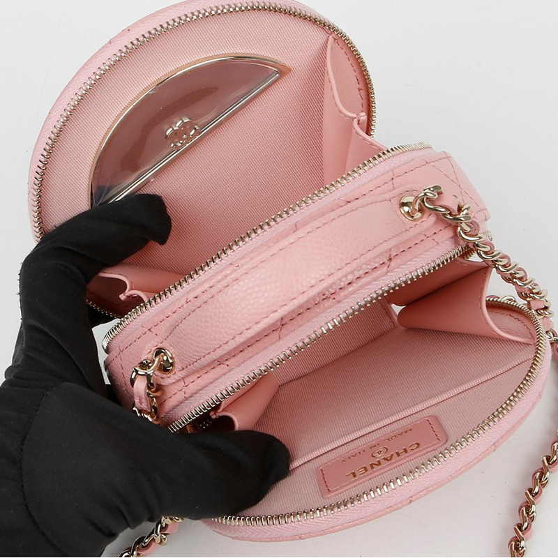 CHANEL AP2502 魚子醬紋圓形手把斜背包-8