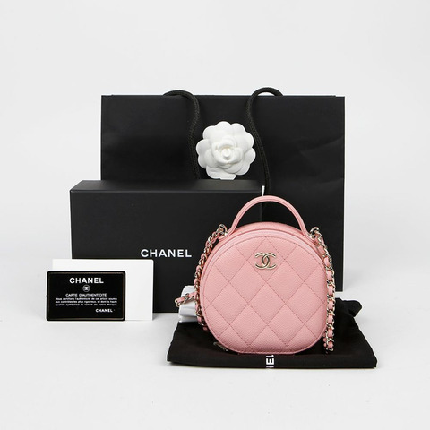 CHANEL AP2502 魚子醬紋圓形手把斜背包
