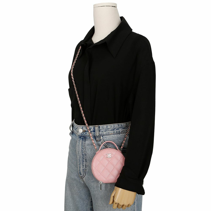 【包稅】CHANEL AP2502 魚子醬紋圓形手把斜背包-9