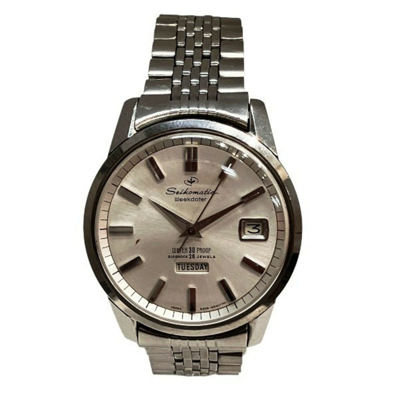 精工 6206-8990 自動機械銀色錶盤男士腕錶-0