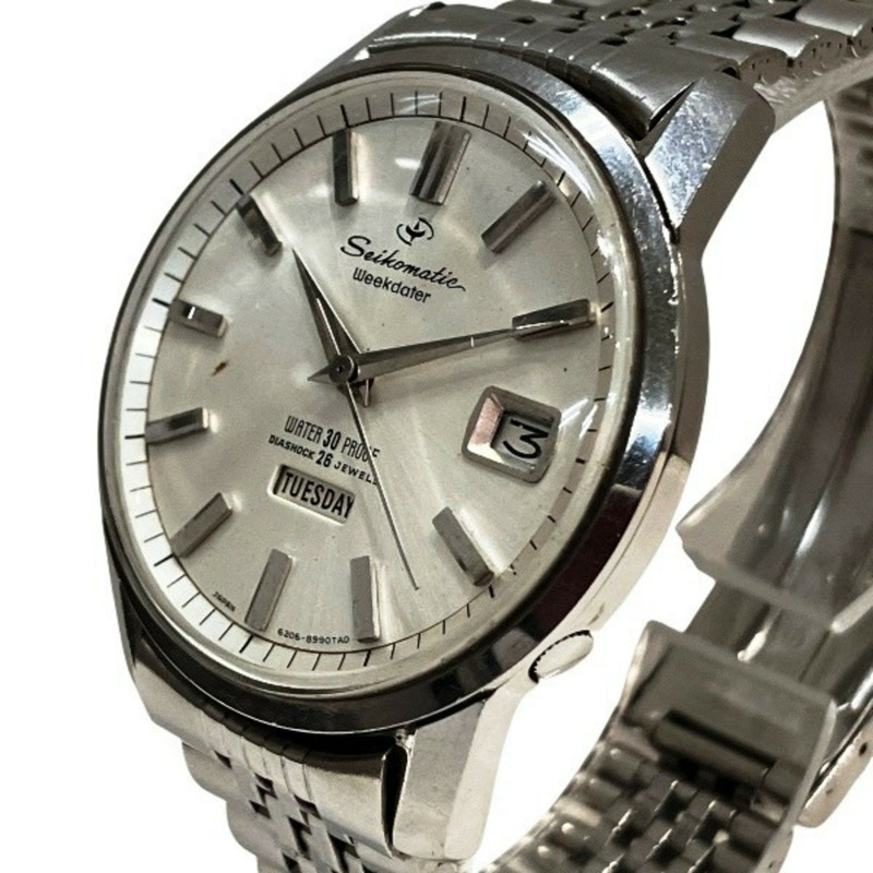 精工 6206-8990 自動機械銀色錶盤男士腕錶-3