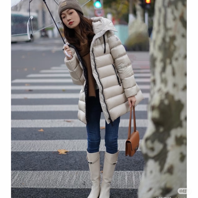 Moncler Suyen 卡其 米色 長版 鵝絨 長版羽絨 羽絨外套 夾克 長版外套 外套-5