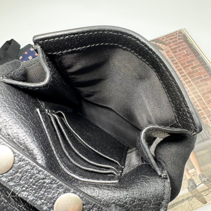 GUCCI 古馳 GG 黑色緹花布皮邊手機包｜斜背包-10