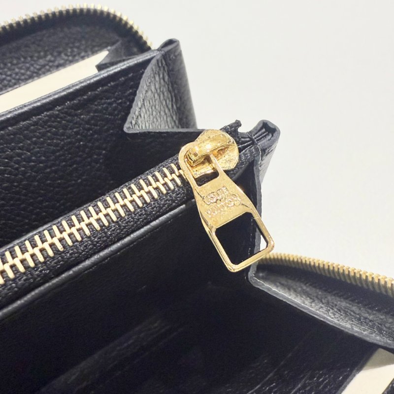 Louis Vuitton - 黑色牛皮壓紋白邊拉鍊長夾-12