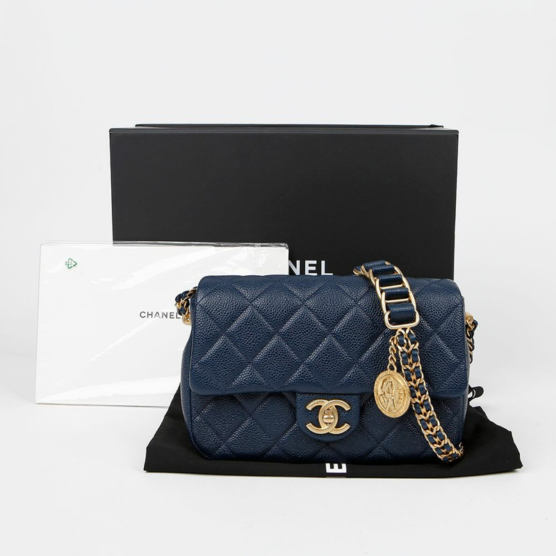 CHANEL 魚子醬紋皮革鏈條翻蓋肩斜背包 AS2528-0