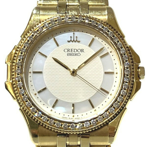 精工 Credor Pacific 8J81-60 石英 18K 鑽石錶圈男士腕錶