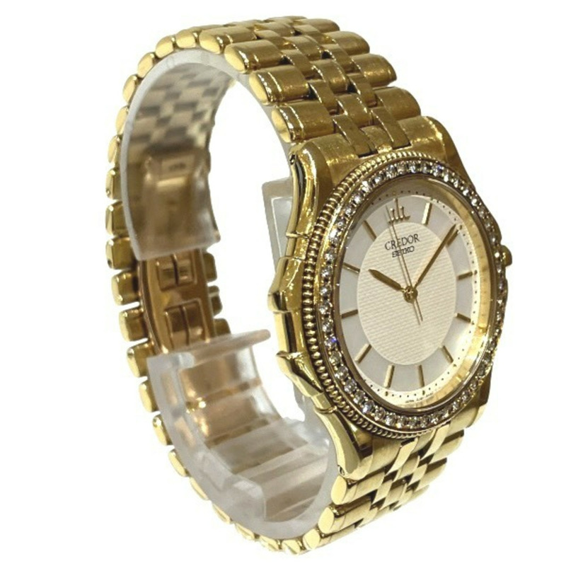 精工 Credor Pacific 8J81-60 石英 18K 鑽石錶圈男士腕錶-2