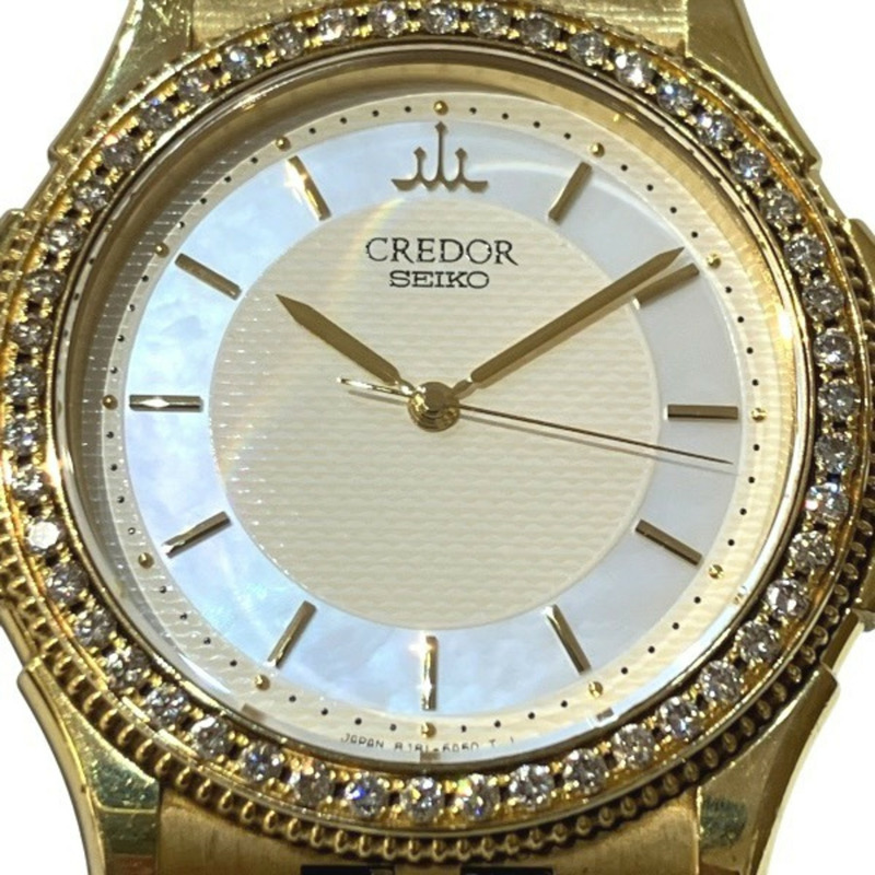 精工 Credor Pacific 8J81-60 石英 18K 鑽石錶圈男士腕錶-3