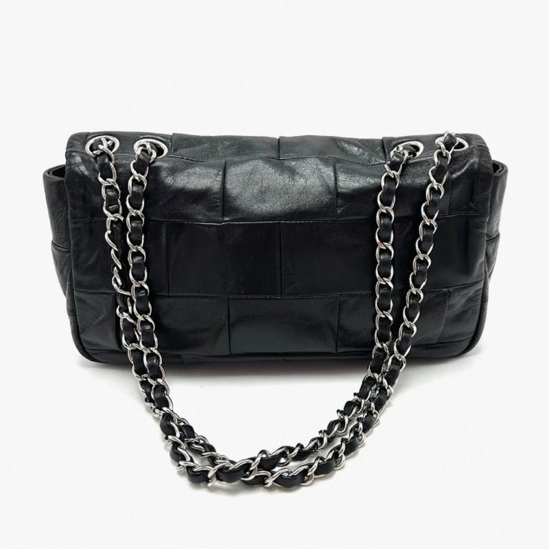 CHANEL 黑銀中古羊皮2.55肩背斜背包 25.5*14*5 98新配件塵袋-5