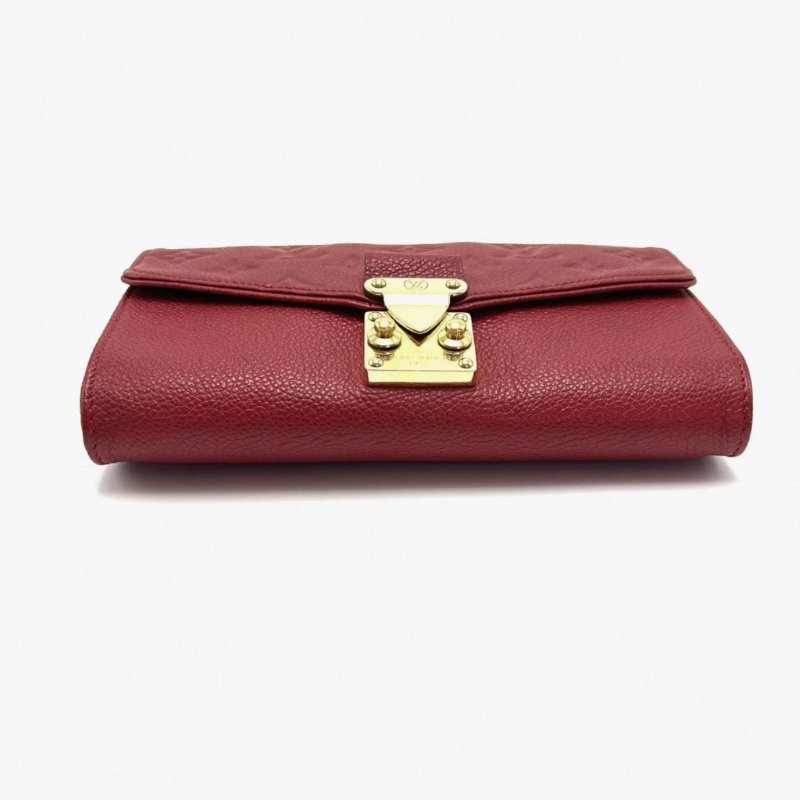 LV 紅色金扣牛皮壓紋肩背斜背包19*11.5*3 98新配件塵袋-1