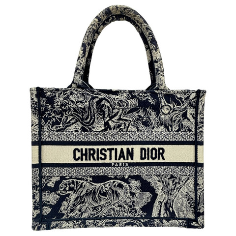 藍/白色 刺繡帆布 Book Tote 小號 手提包【Dior 迪奧】
