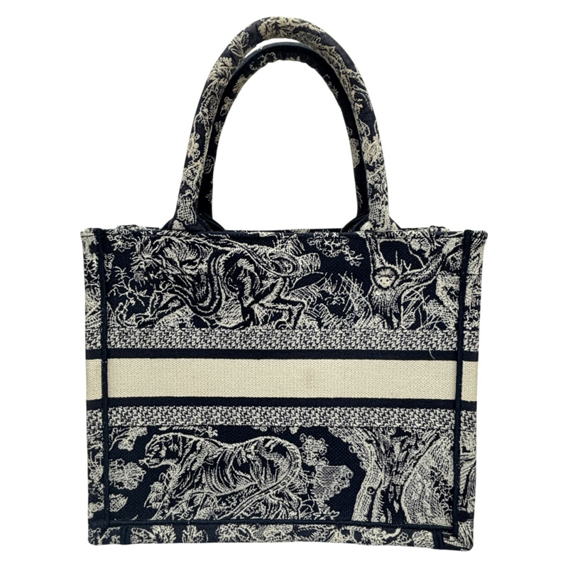 藍/白色 刺繡帆布 Book Tote 小號 手提包【Dior 迪奧】-2