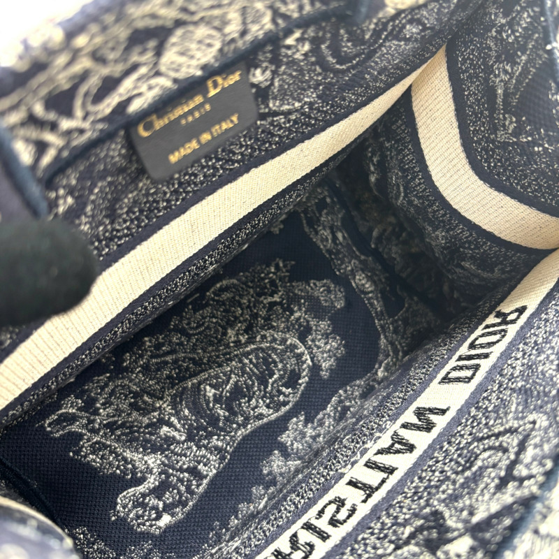 藍/白色 刺繡帆布 Book Tote 小號 手提包【Dior 迪奧】-4