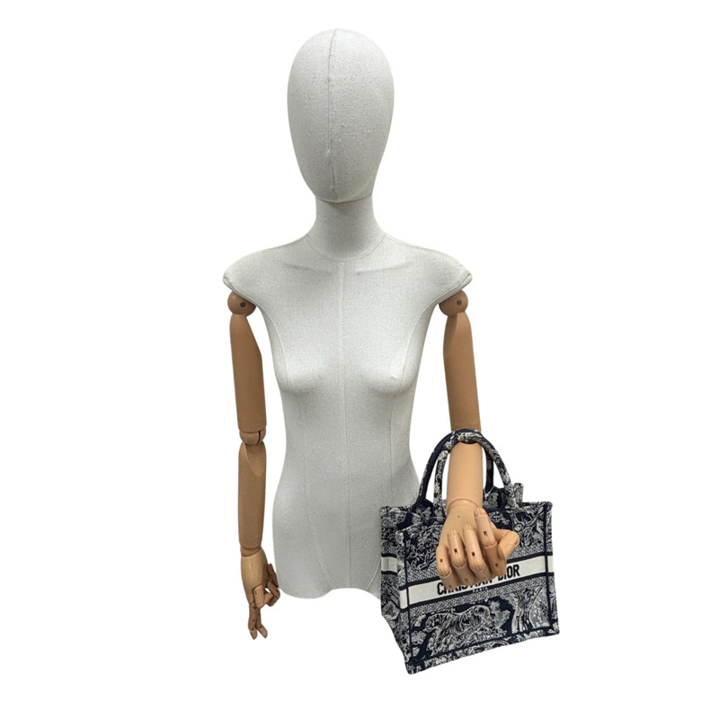 藍/白色 刺繡帆布 Book Tote 小號 手提包【Dior 迪奧】-8