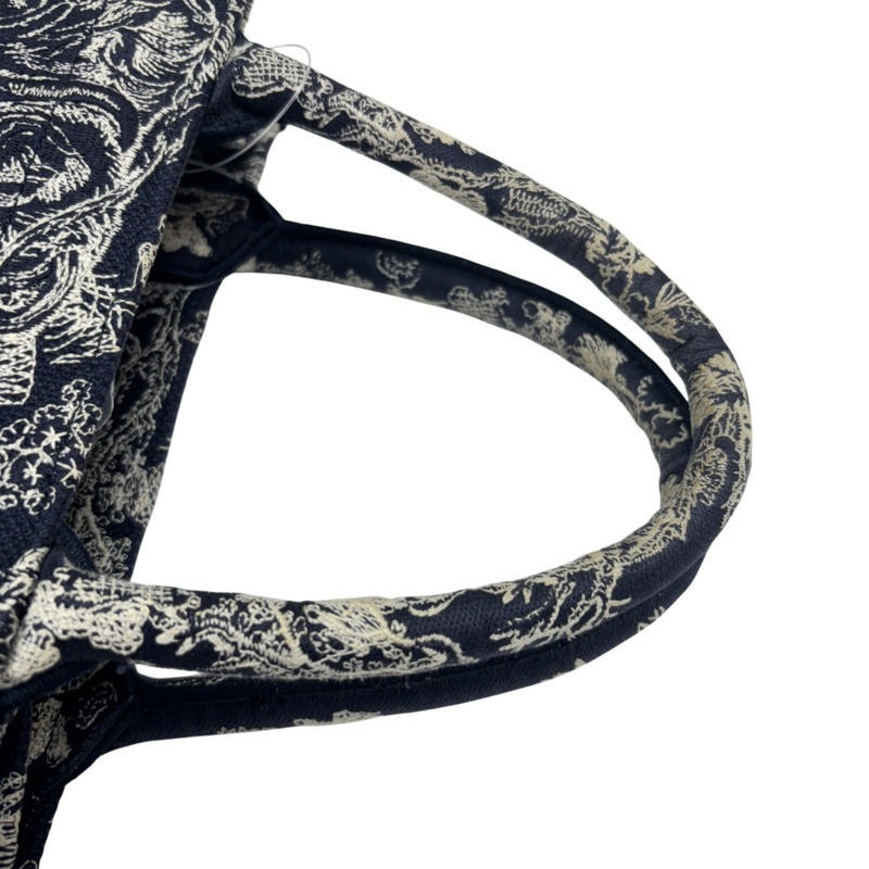 藍/白色 刺繡帆布 Book Tote 小號 手提包【Dior 迪奧】-9
