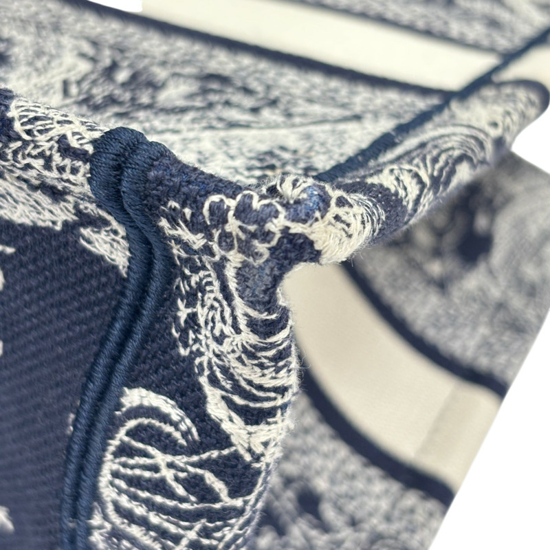 藍/白色 刺繡帆布 Book Tote 小號 手提包【Dior 迪奧】-13