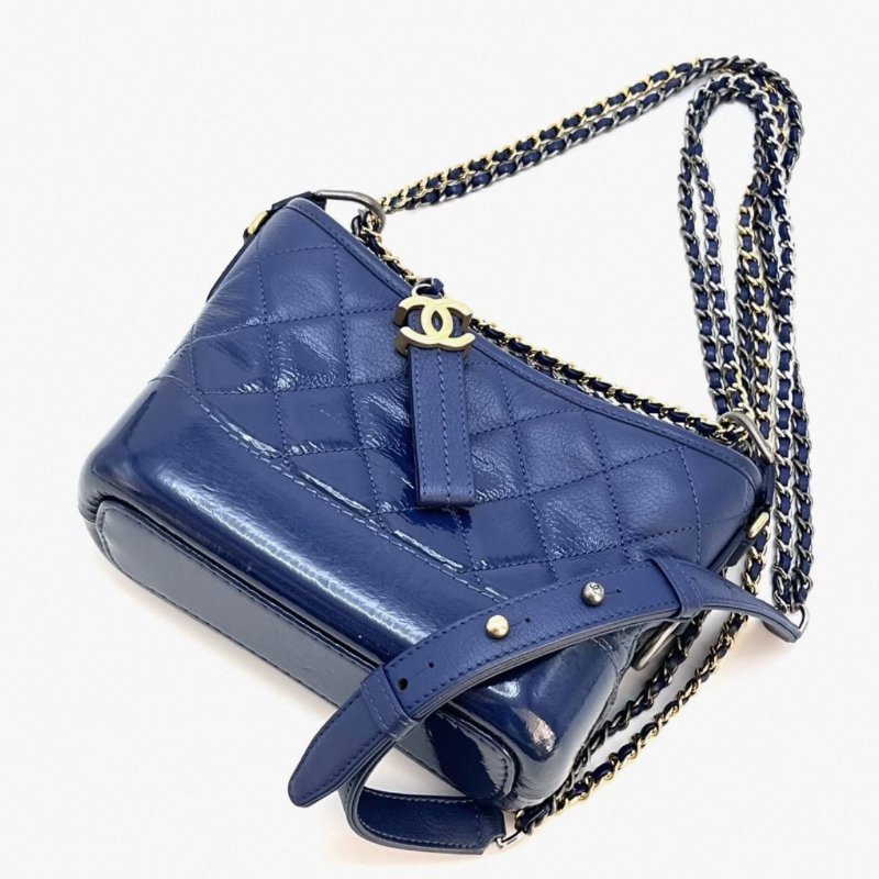 CHANEL 藍金流浪小號漸變油蠟牛肩背斜背包20*16*9 98新配件塵袋保卡-1