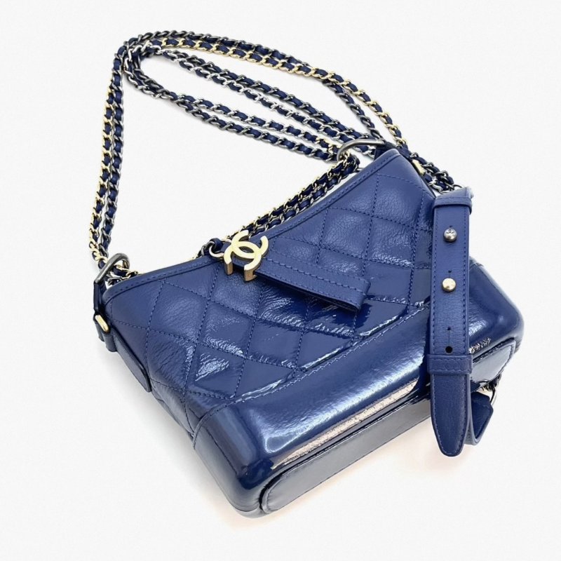 CHANEL 藍金流浪小號漸變油蠟牛肩背斜背包20*16*9 98新配件塵袋保卡-2