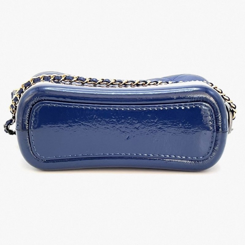 CHANEL 藍金流浪小號漸變油蠟牛肩背斜背包20*16*9 98新配件塵袋保卡-5