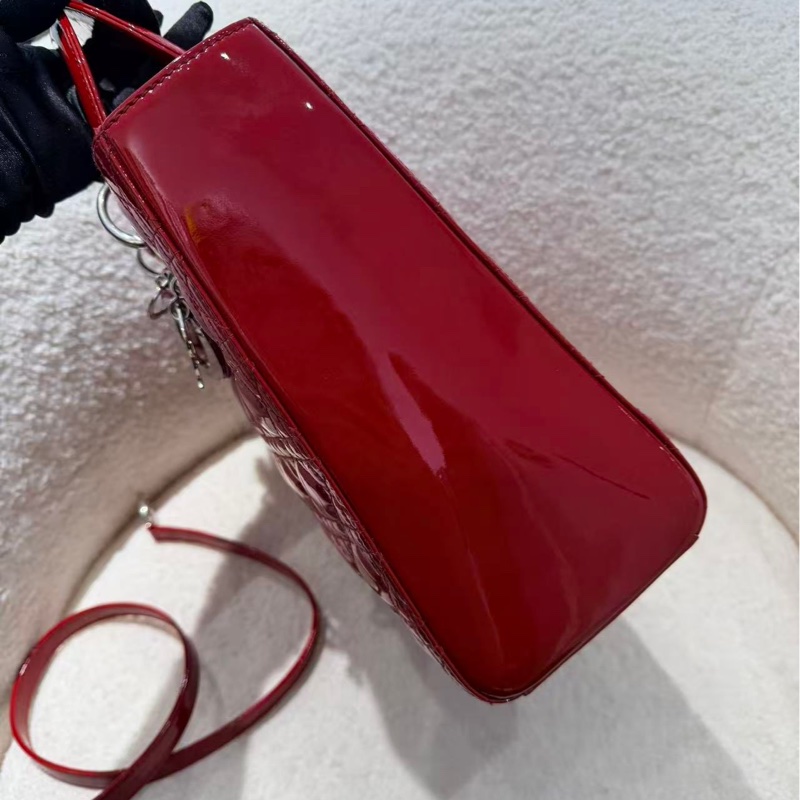 Dior紅色漆皮七格黛妃包～ 98新-2
