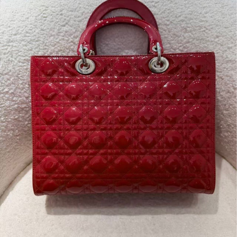 Dior紅色漆皮七格黛妃包～ 98新-5