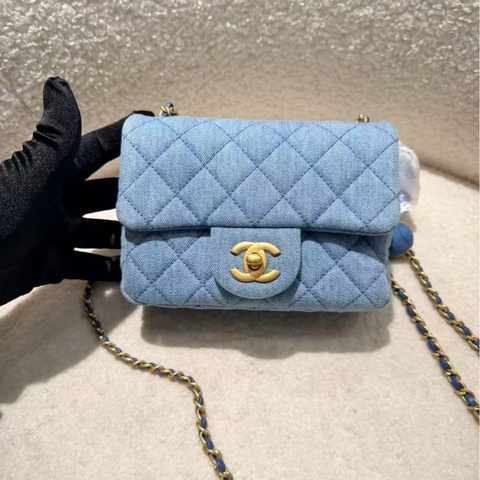Chanel cf牛仔金球方胖子芯片款 logo有膜 全新閒置配件塵袋