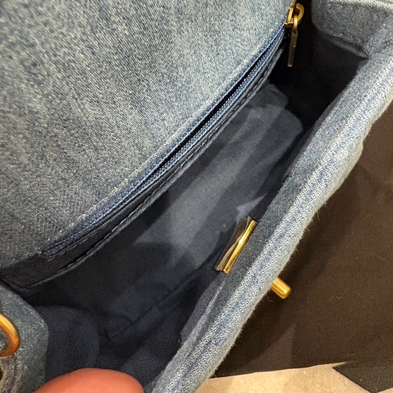 Chanel cf牛仔金球方胖子芯片款 logo有膜 全新閒置配件塵袋-2