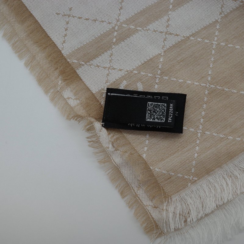 Chanel 香奈兒 31康朋字樣菱格紋 奶茶色駝色 羊毛 披肩 圍巾-6