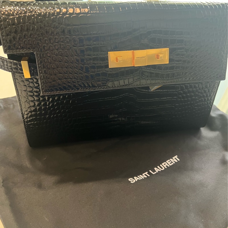 YSL曼哈頓黑金壓紋包-1