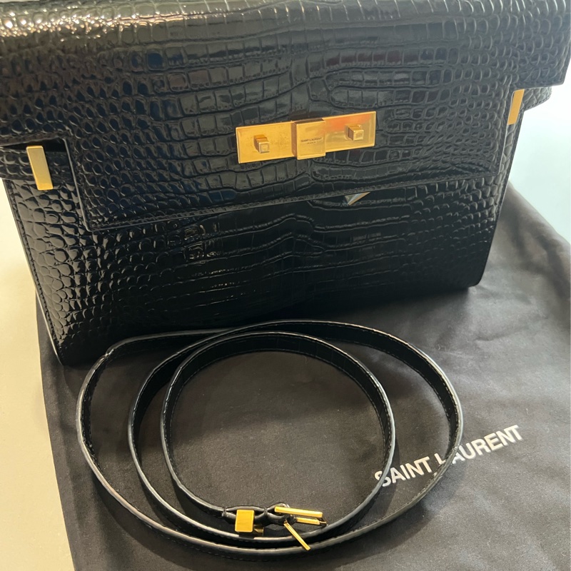 YSL曼哈頓黑金壓紋包-4