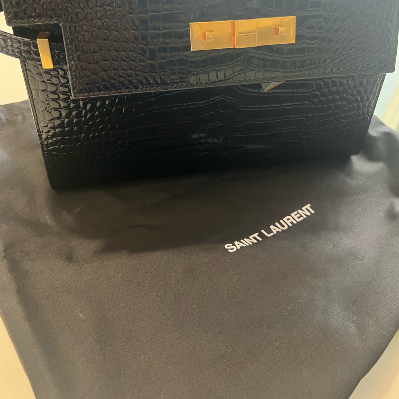 YSL曼哈頓黑金壓紋包-21