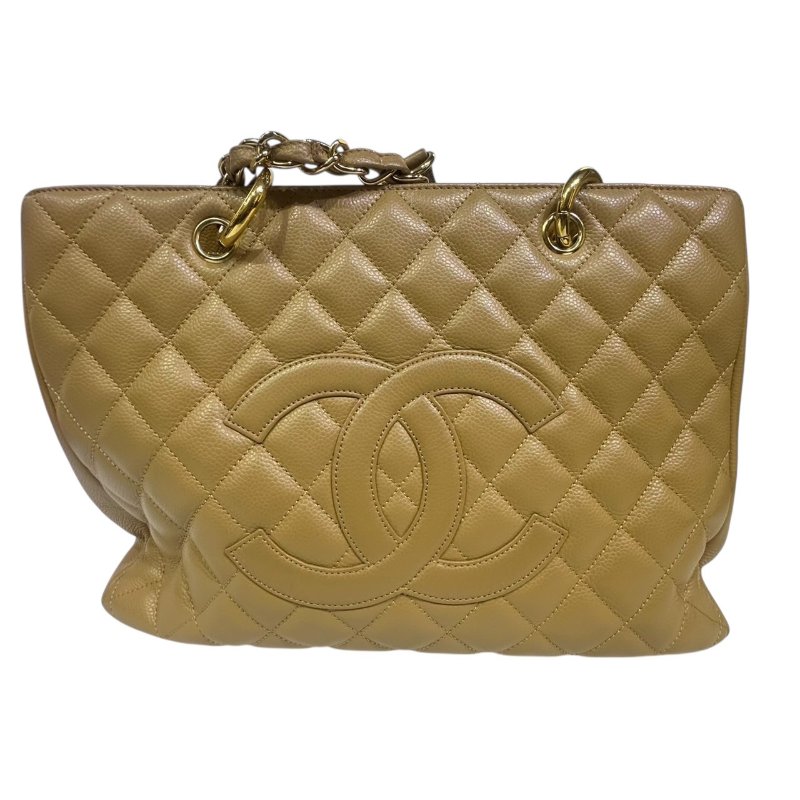 【美收精品】CHANEL 米黃色牛皮荔枝紋肩背包 4-505-0