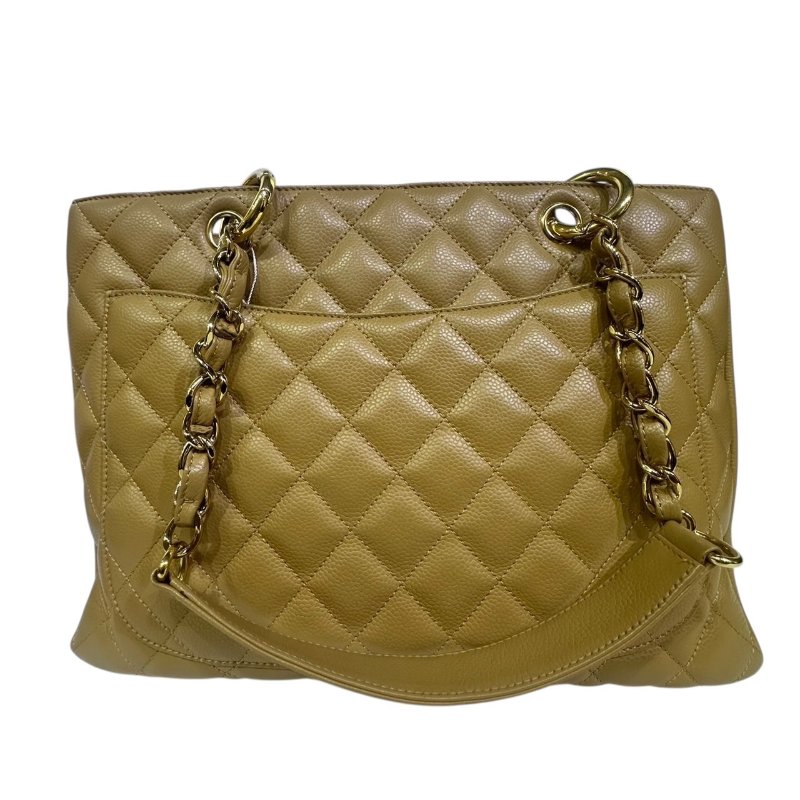 【美收精品】CHANEL 米黃色牛皮荔枝紋肩背包 4-505-1