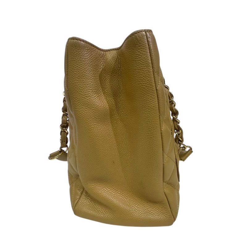 【美收精品】CHANEL 米黃色牛皮荔枝紋肩背包 4-505-3