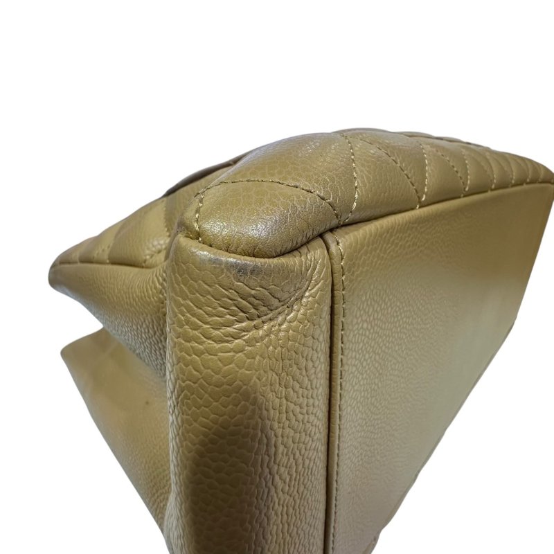 【美收精品】CHANEL 米黃色牛皮荔枝紋肩背包 4-505-6