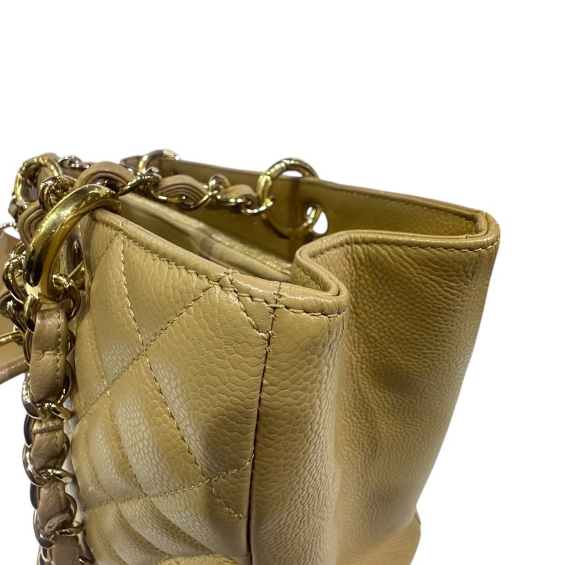 【美收精品】CHANEL 米黃色牛皮荔枝紋肩背包 4-505-9