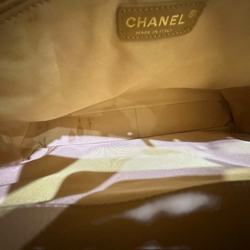 【美收精品】CHANEL 米黃色牛皮荔枝紋肩背包 4-505-12
