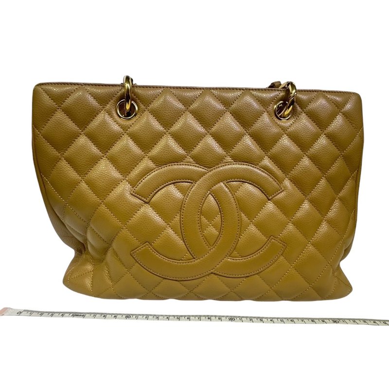 【美收精品】CHANEL 米黃色牛皮荔枝紋肩背包 4-505-17