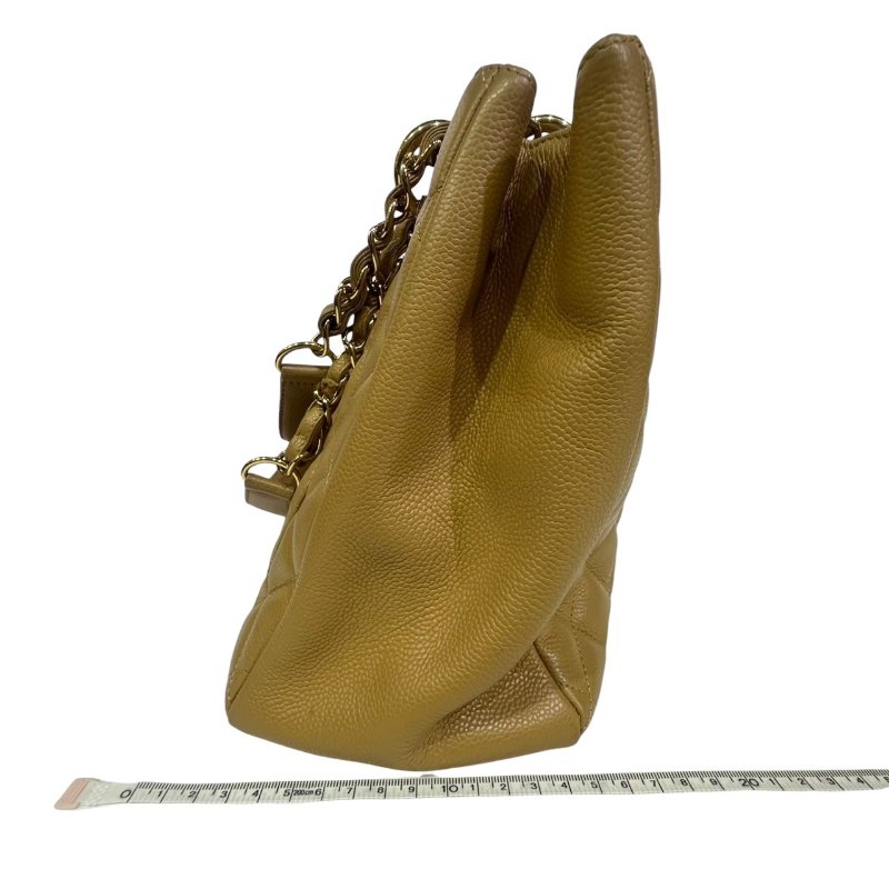 【美收精品】CHANEL 米黃色牛皮荔枝紋肩背包 4-505-18