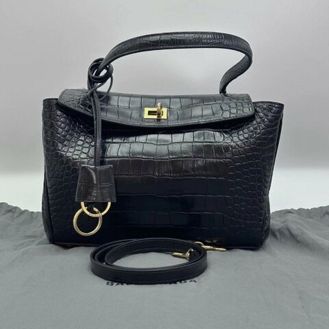 BALENCIAGA 黑金鰐魚壓紋Rodeo小號手提肩背斜背包27*19*9 全新閒置配件塵袋