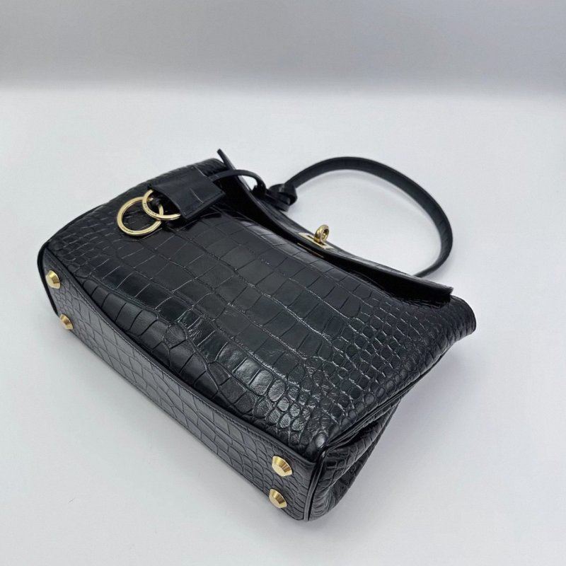 BALENCIAGA 黑金鰐魚壓紋Rodeo小號手提肩背斜背包27*19*9 全新閒置配件塵袋-1