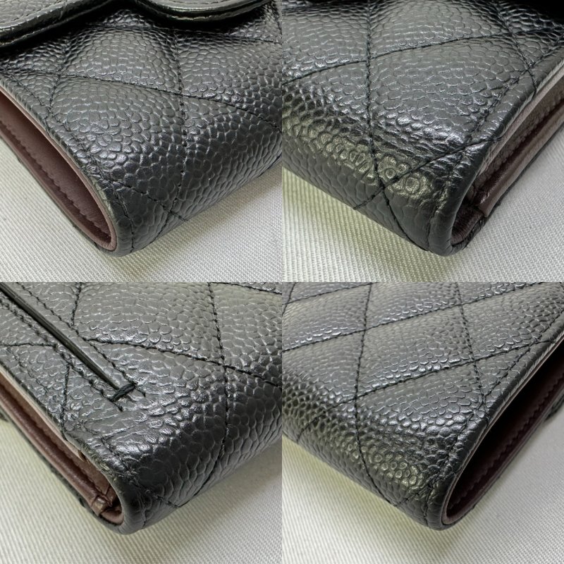 CHANEL 經典荔枝金牛三折短夾-9