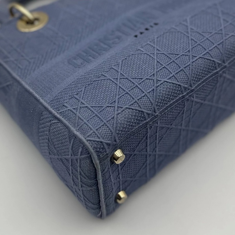 Christian Dior Lady D-Lite 中號手提單肩包 帆布 海軍藍-11