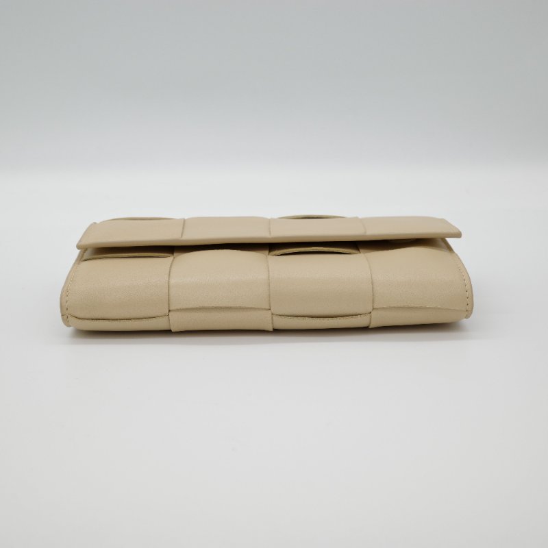 Bottega Veneta 寶緹嘉 Cassette 寬編織 米色 羊皮 長夾-4