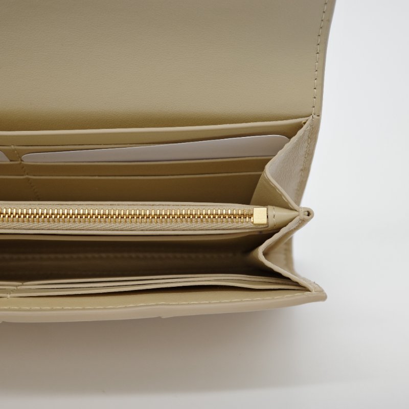 Bottega Veneta 寶緹嘉 Cassette 寬編織 米色 羊皮 長夾-5