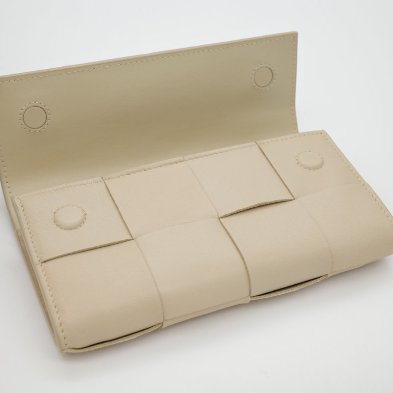 Bottega Veneta 寶緹嘉 Cassette 寬編織 米色 羊皮 長夾-7