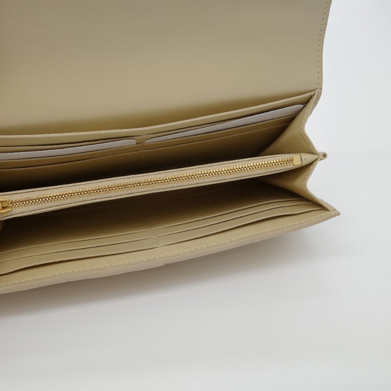 Bottega Veneta 寶緹嘉 Cassette 寬編織 米色 羊皮 長夾-9