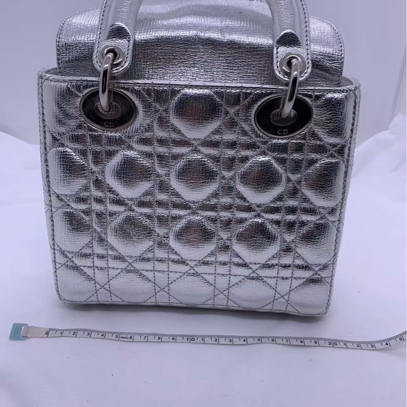 Christian Dior 銀色 Lady Dior My ABC 銀色小號手提包-4
